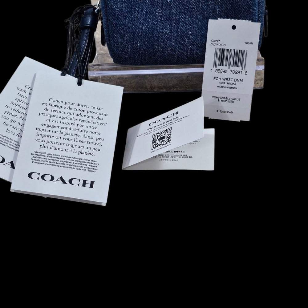 COACH Denim Blue Pouch Wristlet NWT - Picture 11 of 12